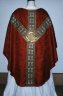Chasuble, embroidered red silk damask